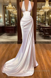 White Semi Formal Prom Dress, Sexy Semi Formal Prom Dresses, Long Evening Dress